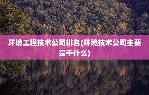 环境工程技术公司排名(环境技术公司主要是干什么)