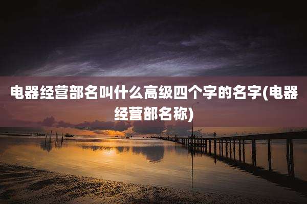 电器经营部名叫什么高级四个字的名字(电器经营部名称)