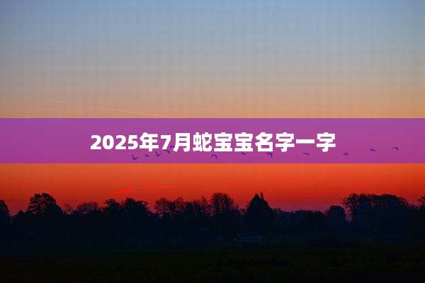 2025年7月蛇宝宝名字一字