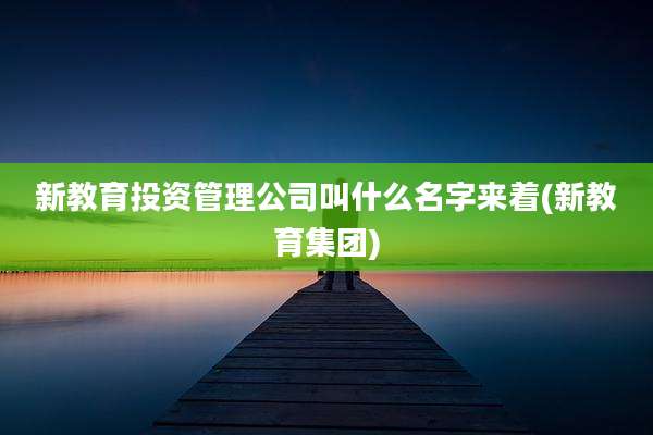 新教育投资管理公司叫什么名字来着(新教育集团)