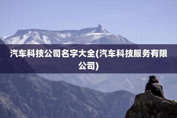 汽车科技公司名字大全(汽车科技服务有限公司)