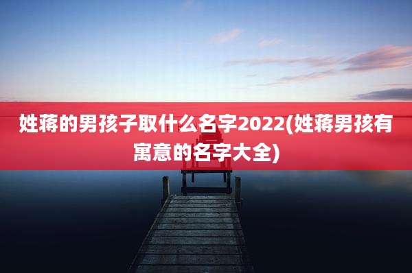 姓蒋的男孩子取什么名字2022(姓蒋男孩有寓意的名字大全)