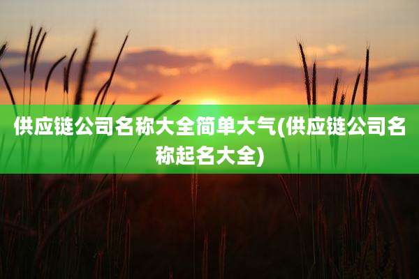 供应链公司名称大全简单大气(供应链公司名称起名大全)