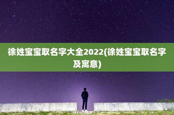 徐姓宝宝取名字大全2022(徐姓宝宝取名字及寓意)