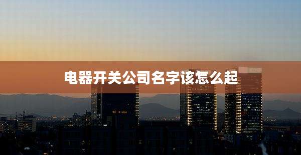 电器开关公司名字该怎么起