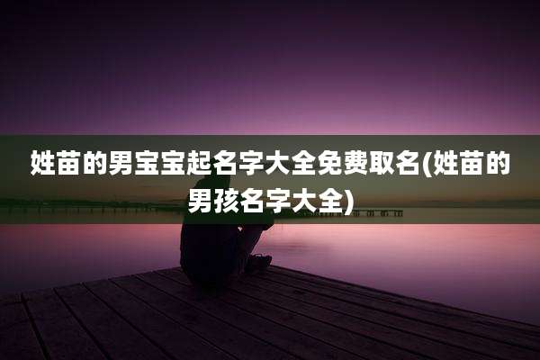 姓苗的男宝宝起名字大全免费取名(姓苗的男孩名字大全)