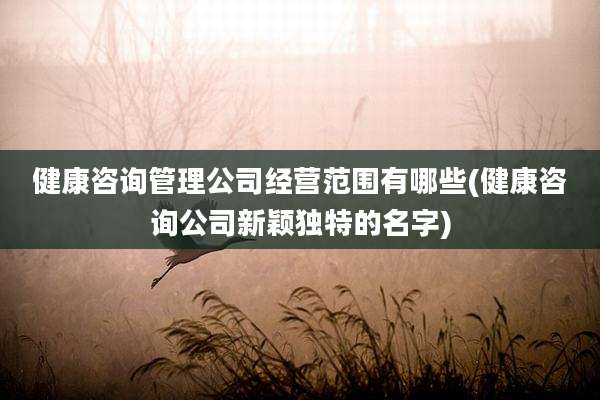 健康咨询管理公司经营范围有哪些(健康咨询公司新颖独特的名字)