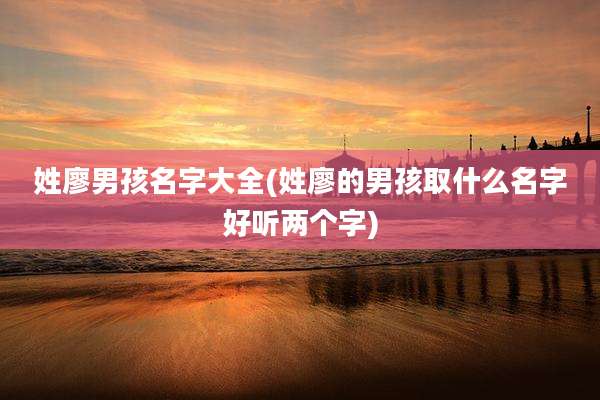 姓廖男孩名字大全(姓廖的男孩取什么名字好听两个字)