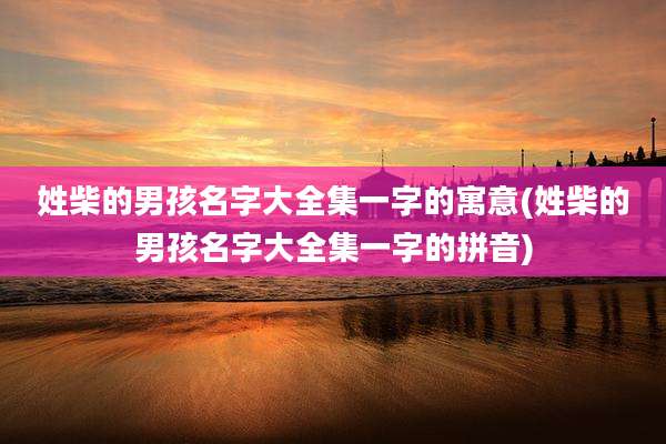 姓柴的男孩名字大全集一字的寓意(姓柴的男孩名字大全集一字的拼音)