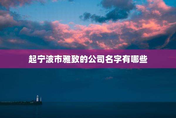 起宁波市雅致的公司名字有哪些