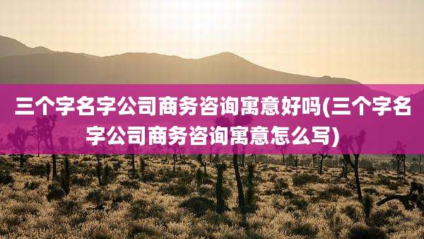 三个字名字公司商务咨询寓意好吗(三个字名字公司商务咨询寓意怎么写)