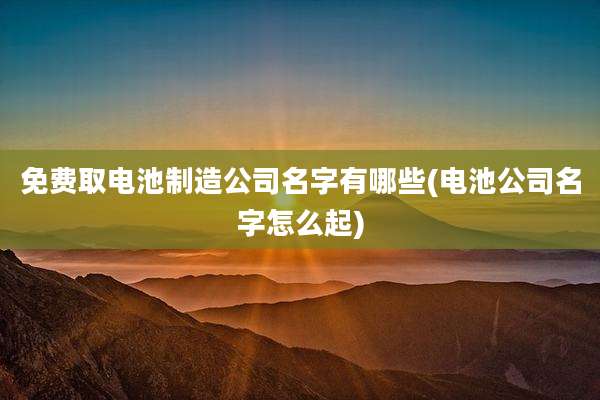 免费取电池制造公司名字有哪些(电池公司名字怎么起)