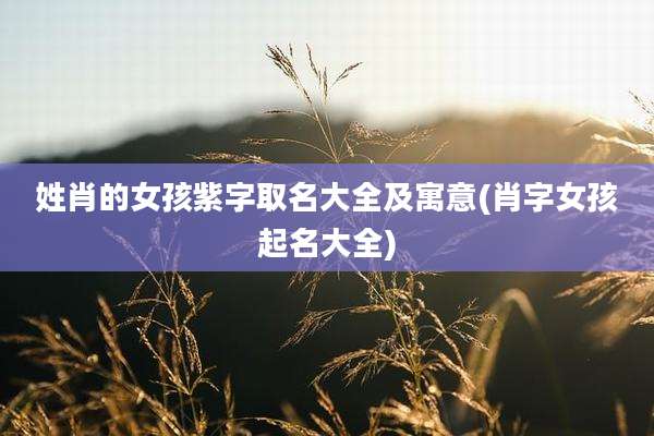 姓肖的女孩紫字取名大全及寓意(肖字女孩起名大全)