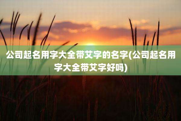 公司起名用字大全带艾字的名字(公司起名用字大全带艾字好吗)