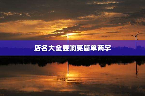 店名大全要响亮简单两字