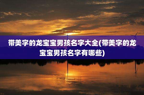 带美字的龙宝宝男孩名字大全(带美字的龙宝宝男孩名字有哪些)
