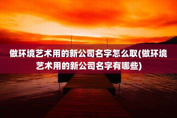 做环境艺术用的新公司名字怎么取(做环境艺术用的新公司名字有哪些)