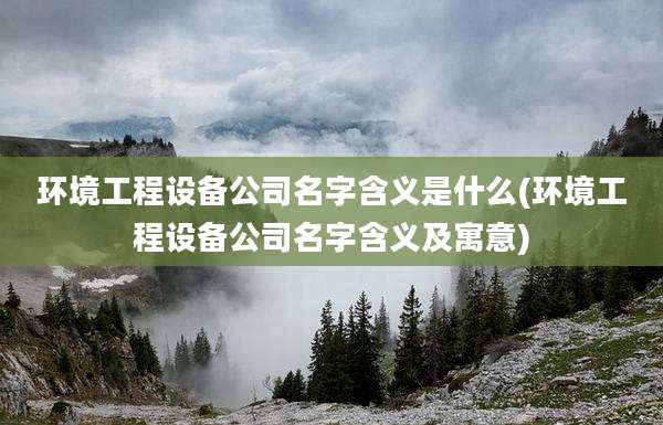 环境工程设备公司名字含义是什么(环境工程设备公司名字含义及寓意)