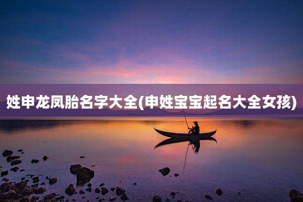 姓申龙凤胎名字大全(申姓宝宝起名大全女孩)