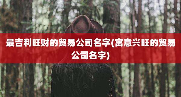 最吉利旺财的贸易公司名字(寓意兴旺的贸易公司名字)