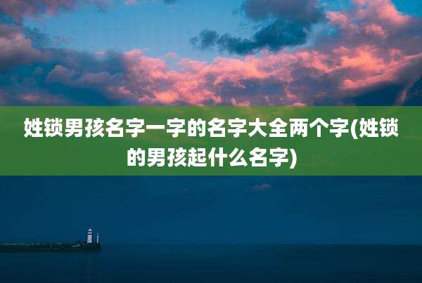 姓锁男孩名字一字的名字大全两个字(姓锁的男孩起什么名字)