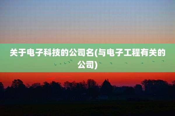 关于电子科技的公司名(与电子工程有关的公司)
