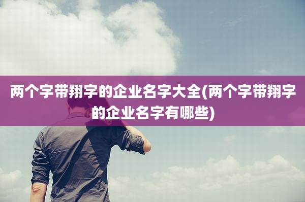 两个字带翔字的企业名字大全(两个字带翔字的企业名字有哪些)