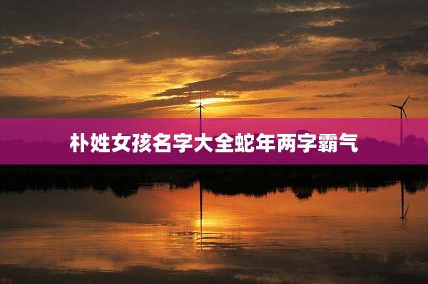 朴姓女孩名字大全蛇年两字霸气