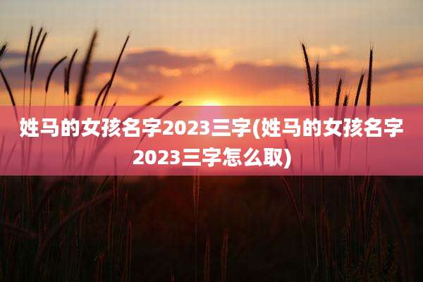 姓马的女孩名字2023三字(姓马的女孩名字2023三字怎么取)