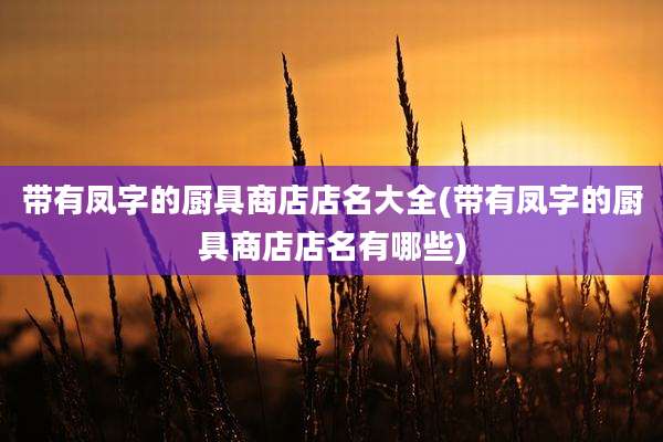 带有凤字的厨具商店店名大全(带有凤字的厨具商店店名有哪些)