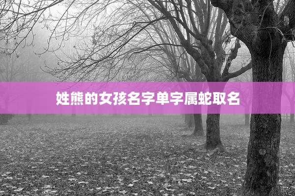 姓熊的女孩名字单字属蛇取名