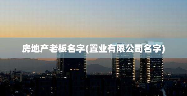 房地产老板名字(置业有限公司名字)