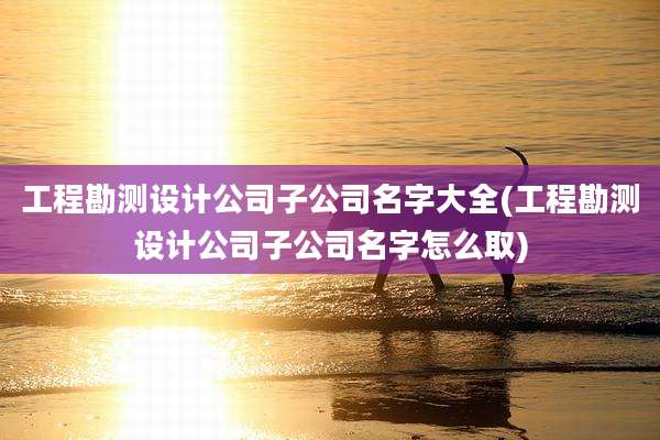 工程勘测设计公司子公司名字大全(工程勘测设计公司子公司名字怎么取)