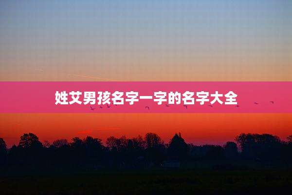 姓艾男孩名字一字的名字大全