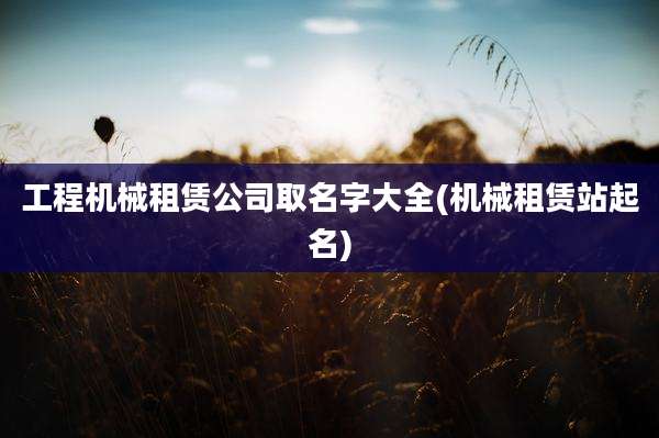 工程机械租赁公司取名字大全(机械租赁站起名)