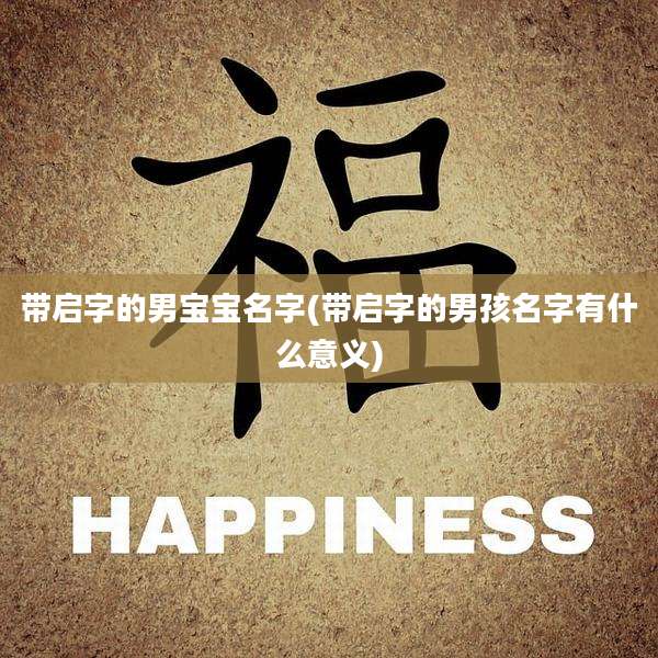 带启字的男宝宝名字(带启字的男孩名字有什么意义)