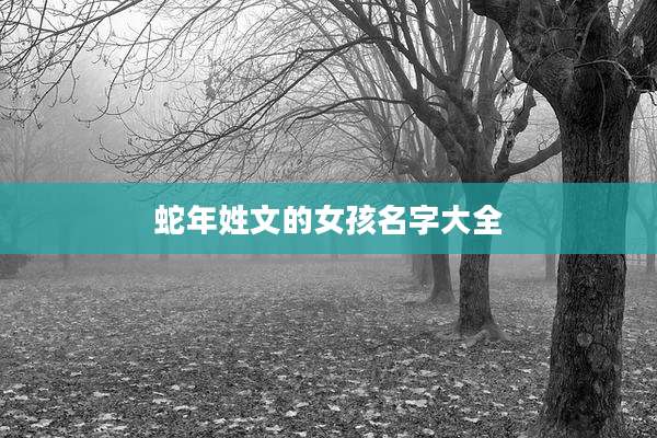 蛇年姓文的女孩名字大全