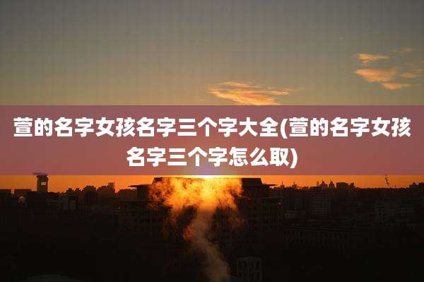 萱的名字女孩名字三个字大全(萱的名字女孩名字三个字怎么取)