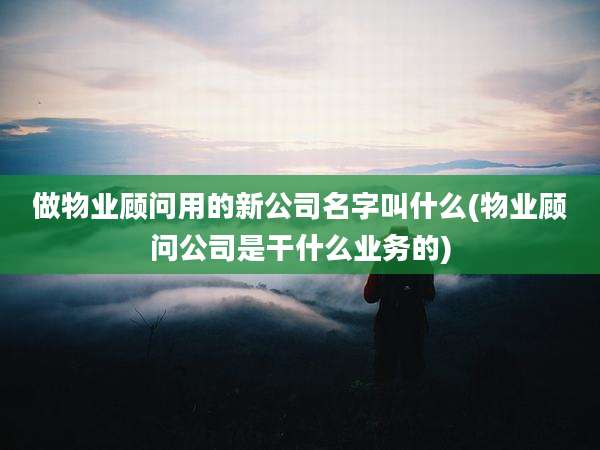 做物业顾问用的新公司名字叫什么(物业顾问公司是干什么业务的)