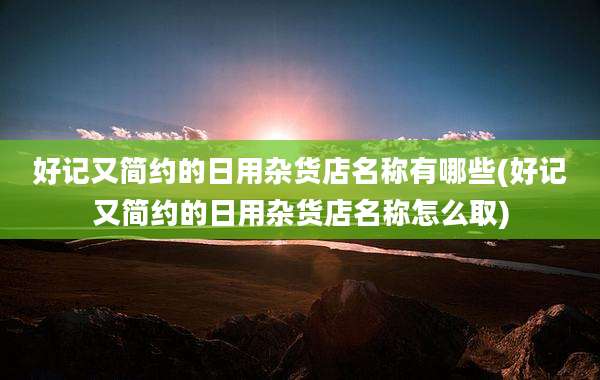 好记又简约的日用杂货店名称有哪些(好记又简约的日用杂货店名称怎么取)