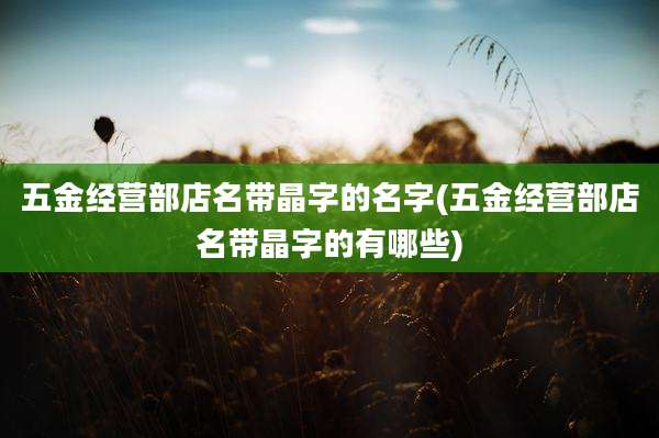 五金经营部店名带晶字的名字(五金经营部店名带晶字的有哪些)
