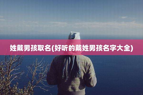 姓戴男孩取名(好听的戴姓男孩名字大全)