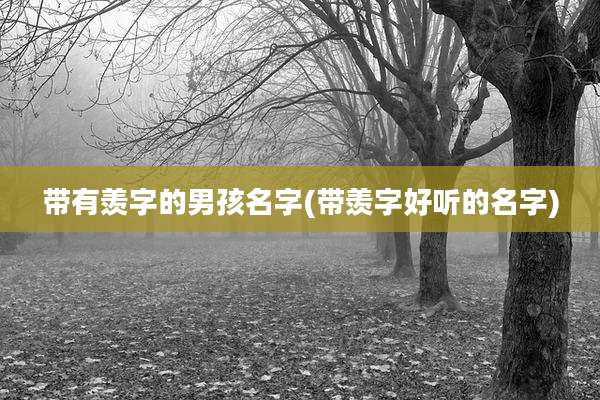 带有羡字的男孩名字(带羡字好听的名字)