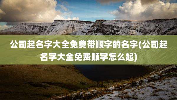 公司起名字大全免费带顺字的名字(公司起名字大全免费顺字怎么起)