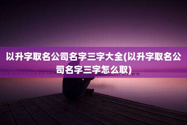 以升字取名公司名字三字大全(以升字取名公司名字三字怎么取)