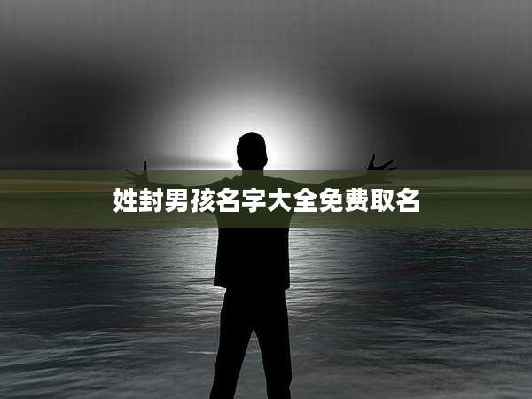 姓封男孩名字大全免费取名