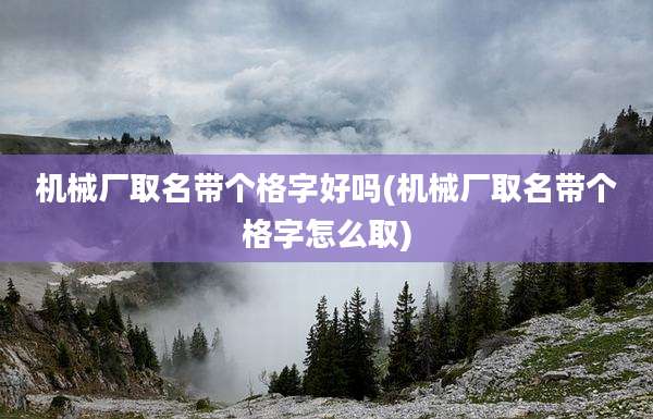 机械厂取名带个格字好吗(机械厂取名带个格字怎么取)