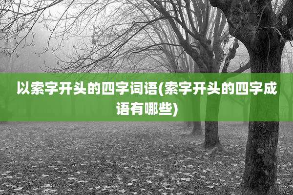 以索字开头的四字词语(索字开头的四字成语有哪些)