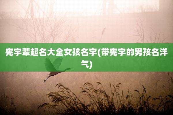 宪字辈起名大全女孩名字(带宪字的男孩名洋气)