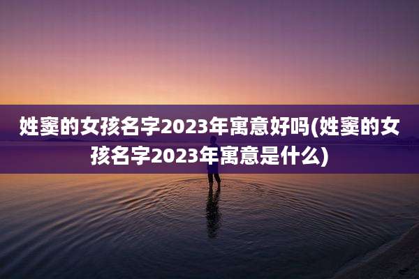 姓窦的女孩名字2023年寓意好吗(姓窦的女孩名字2023年寓意是什么)